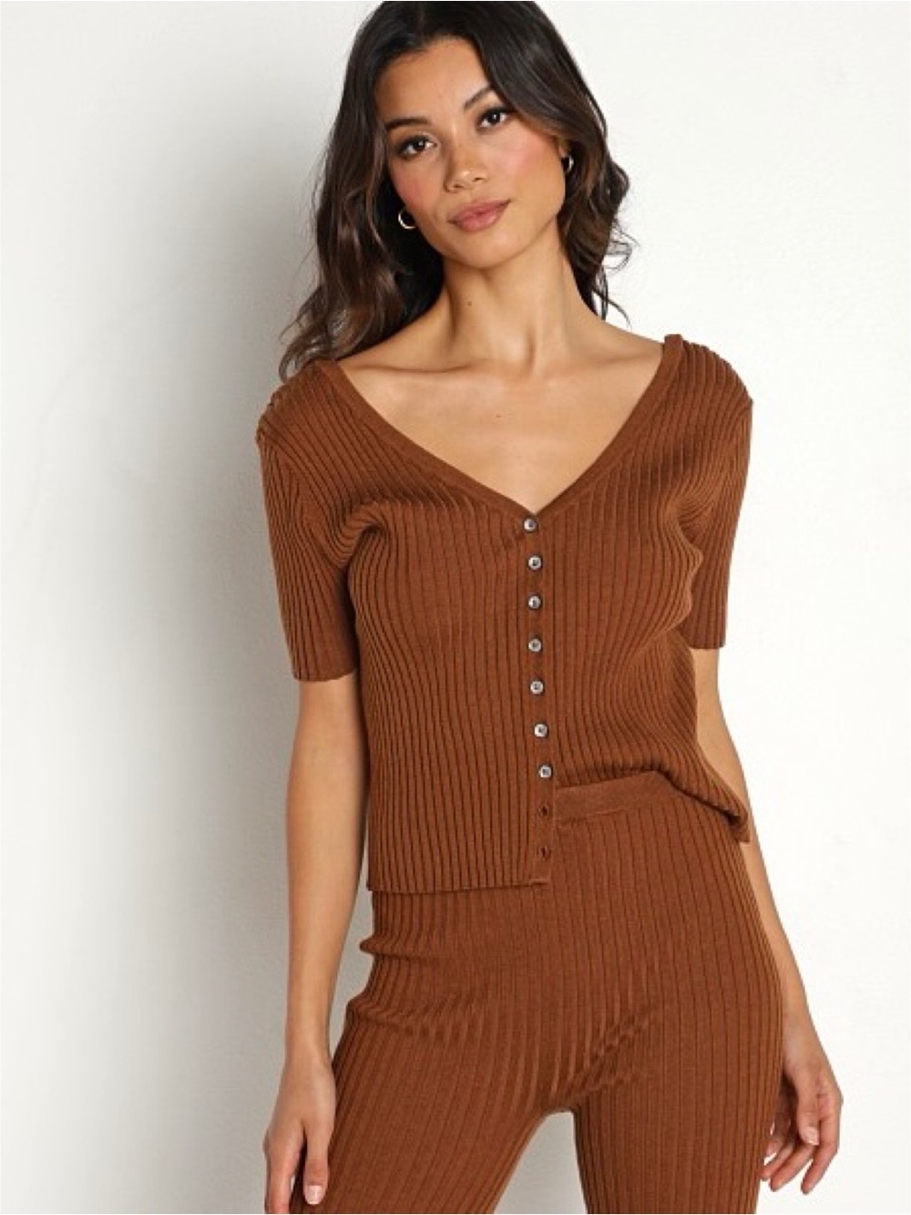 Callahan Knitwear “Connie” thick knit wool blend ribbed top (small)